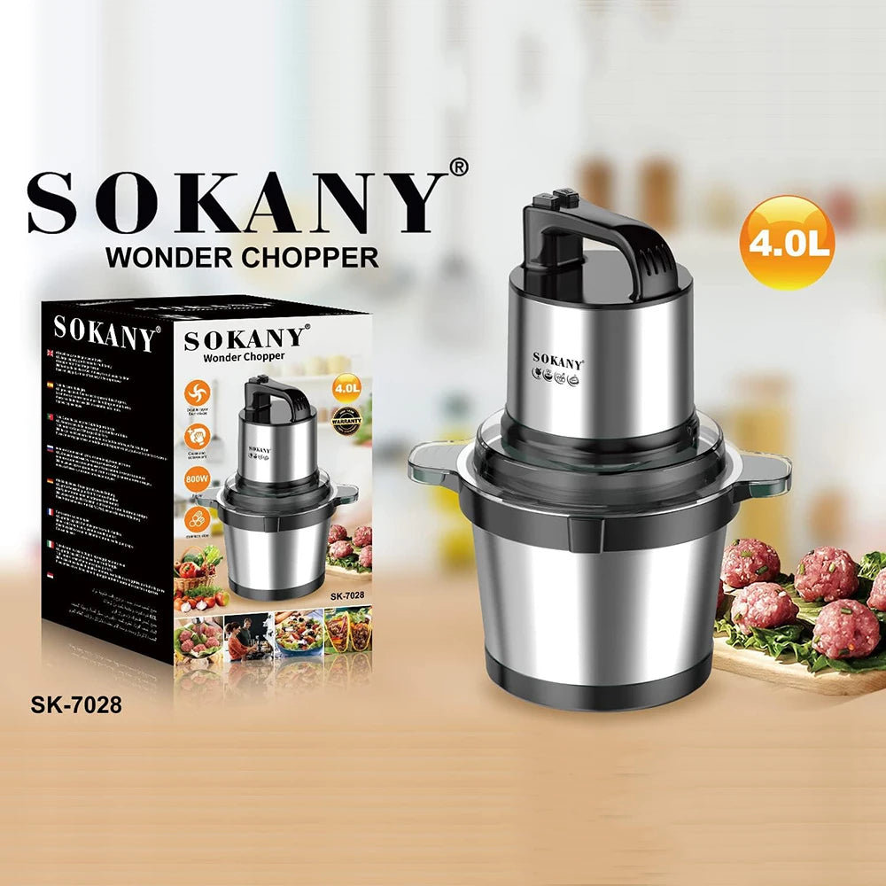 1pc electric kitchen knife with stainless steel bowl, 2 speed meat grinder with 4 blades for meat and onions.