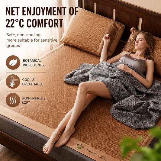 Colchoneta refrescante de seda helada para verano, de bambú natural plegable de doble cara, para camas de 1.5/1.8m, ideal para dormir sin ropa en el hogar o dormitorio.