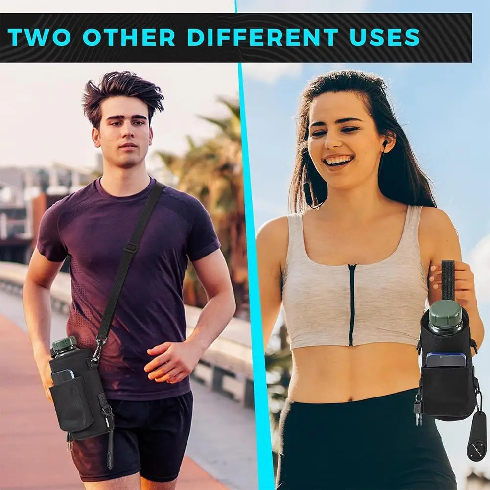 Bolsa para botella con eslinga magnética con correa para el hombro, soporte para botella de agua, soporte para teléfono para hombres y mujeres, entrenamiento, Fitness, viajes al aire libre