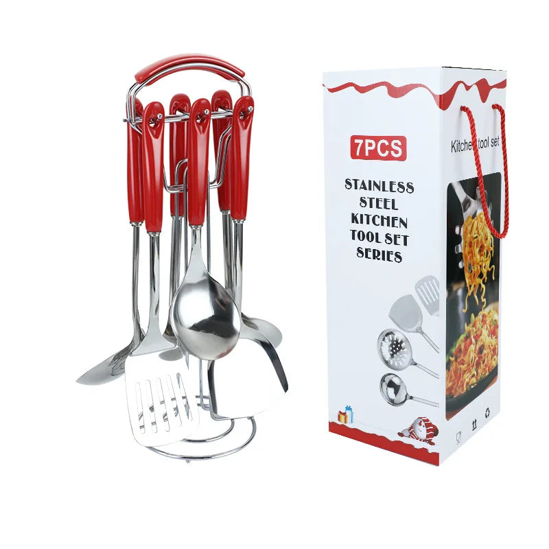 Espátula de acero inoxidable con mango de cerámica, juego de utensilios de cocina nórdicos, 7 unidades