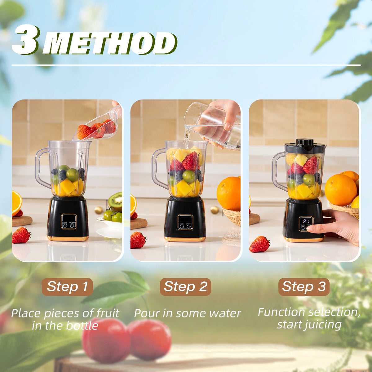 Exprimidor de Frutas Pequeño para el Hogar, Ideal para Preparar Smoothies y Batidos, Brinda Nutrición Instantánea