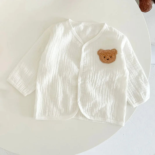 Mono de muselina para bebé, abrigo, sombrero, oso, conjunto de ropa de verano para bebé, abrigo para niño, pelele, traje blanco para niño pequeño, ropa infantil 0-3T, 3 uds.