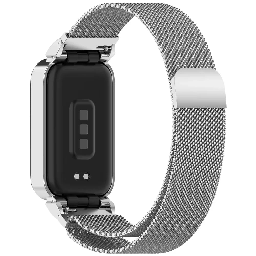 Funda de Metal + correa milanesa para Xiaomi mi band 9, accesorios activos, pulsera, correa + funda protectora de parachoques para Redmi band 3