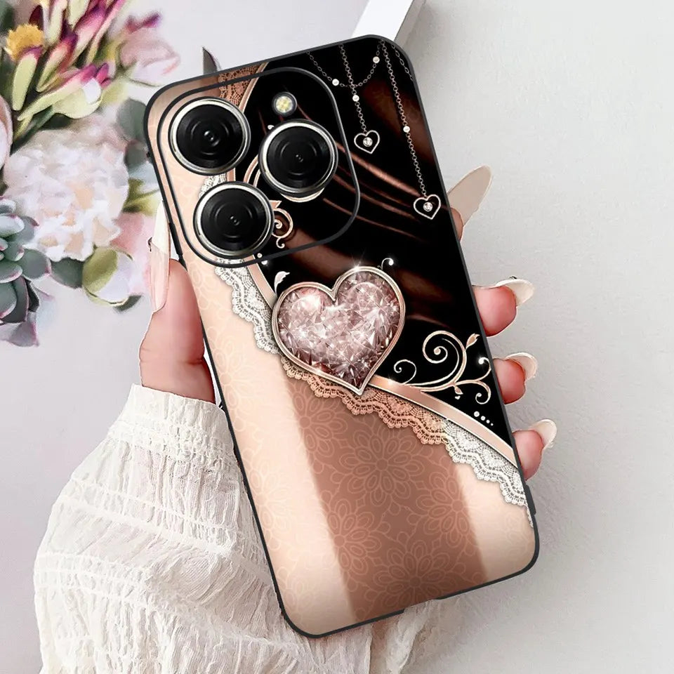 Para Tecno Spark 20c 20 Pro Plus Spark20 Pro Funda de teléfono Funda trasera de goma suave Mujer moda patrón de dibujos animados Funda de parachoques