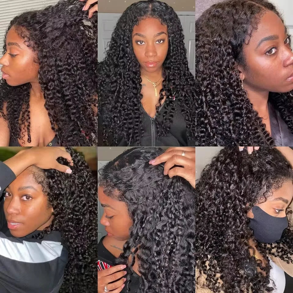 Peluca rizada rizada con bordes 4C, pelucas de encaje de pelo de bebé rizado, cabello humano 13x6 HD, peluca Frontal de encaje 4C Afro rizado, pelucas de cabello humano con frente de encaje