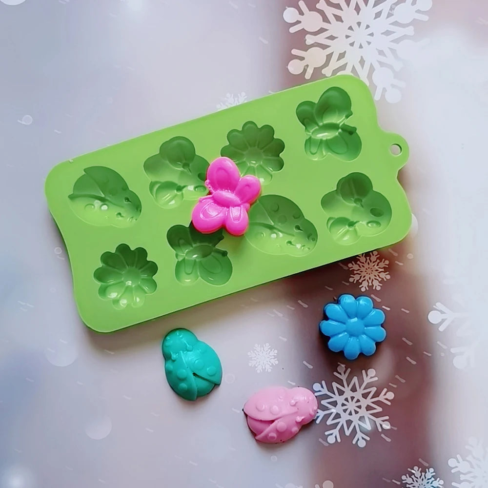 Herramientas de silicona para hornear, molde de silicona con forma de insecto/abeja/mariposa, decoración de pasteles, gelatina de caramelo, Chocolate