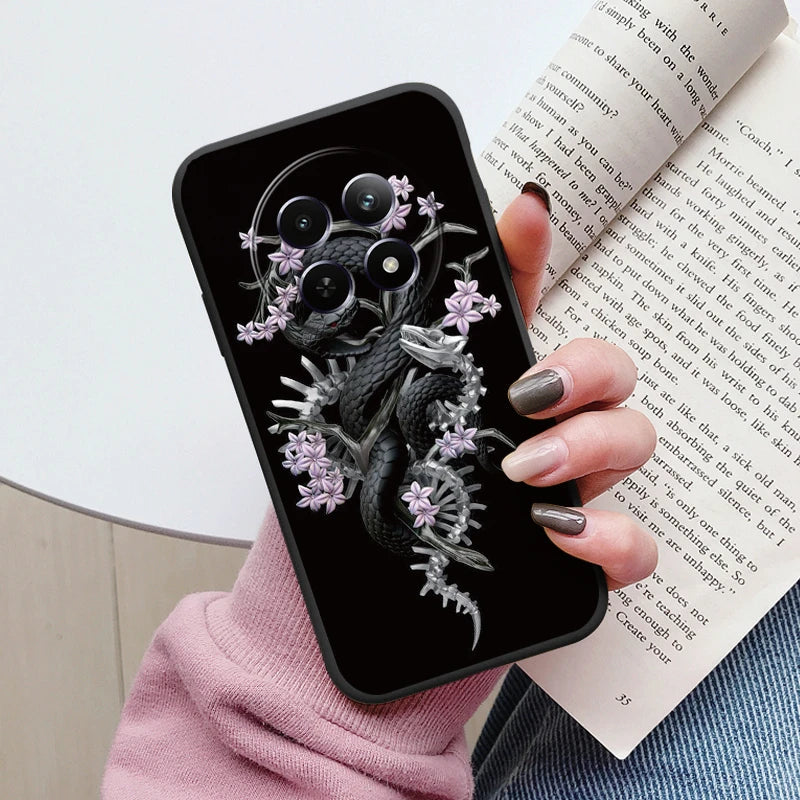 Funda para Realme 12 4G 12 + 13 + Plus 13 Pro + Plus 5G bonita funda trasera con forma de corazón y flor de silicona suave mate Fundas protectoras de dibujos animados