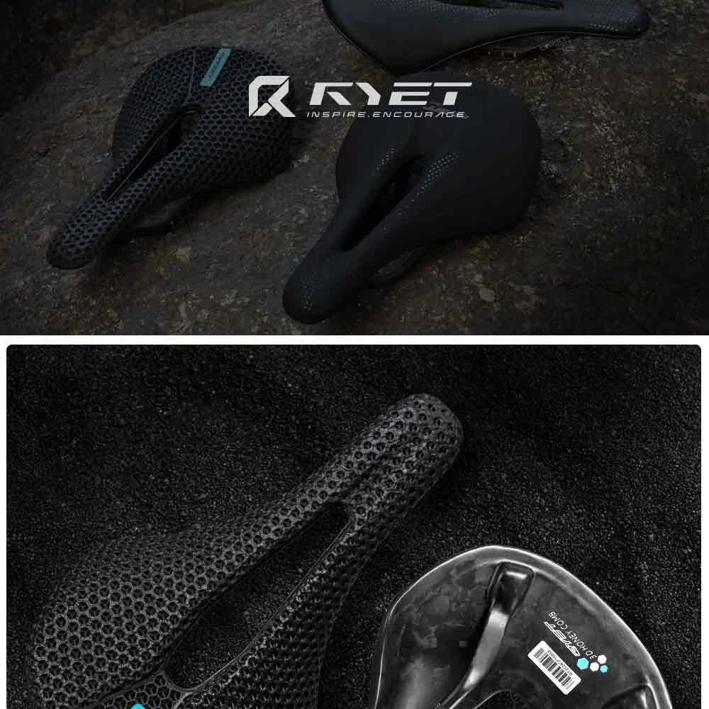 RYET-sillín de carbono para bicicleta con estampado 3D, 140mm, 142mm, superligero, para carreras de montaña, EVA, cojín para asiento de bicicleta, pieza de asiento para ciclismo