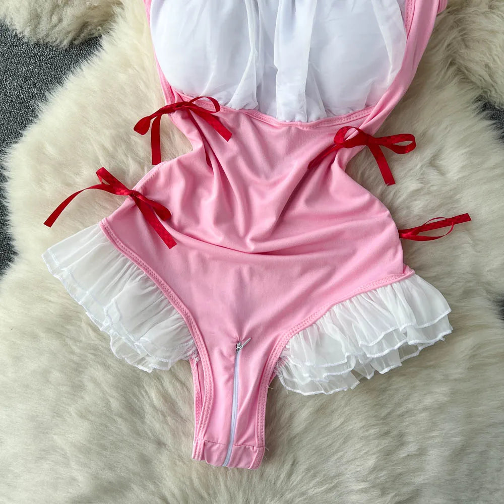 Ropa de dormir para fiesta de San Valentín, Catsuits combinados, peleles de tiras de malla eróticos íntimos ajustados, monos de mujer, lencería, conjuntos sexys