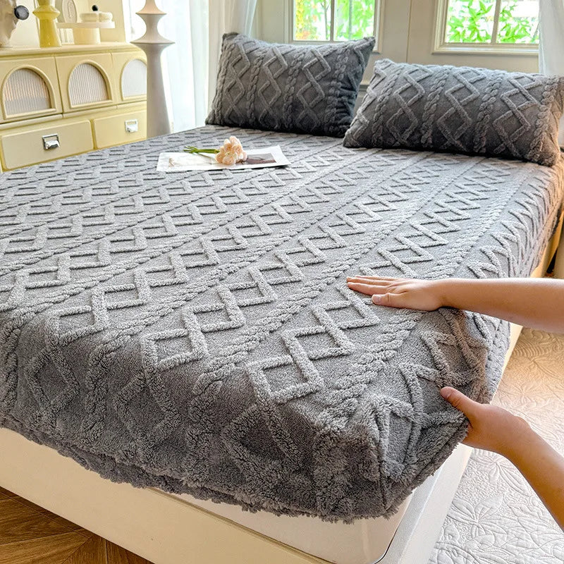 Sábana ajustable de lana Tafu de color sólido, funda protectora para colchón doméstico, antideslizante, de una sola pieza, sin funda de almohada, novedad de 2025