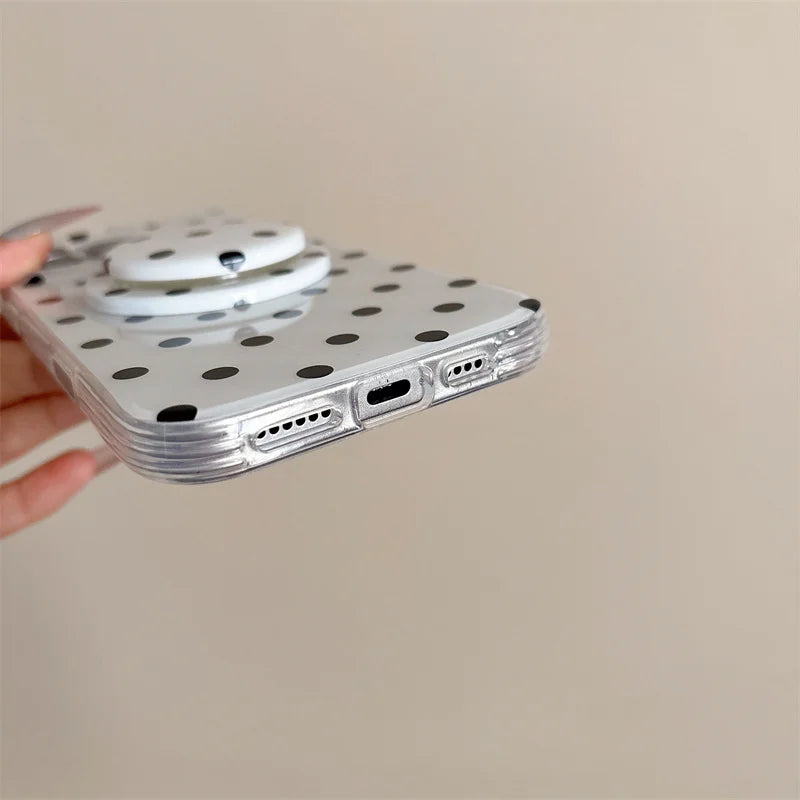 Funda de teléfono magnética Simple de lunares para iPhone 16 Pro 15 14 Pro Max 15 funda Promax con soporte Magsafe fundas bonitas a prueba de golpes