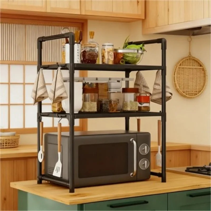 Estante de Cocina Resistente, Soporte para Horno de Microondas de Pie, Estante de Almacenamiento de 2 Niveles, Organizador para Freidora de Aire, Soporte para Ollas