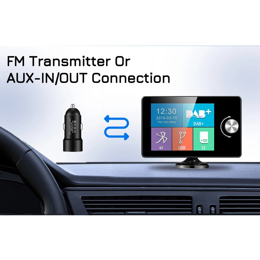 2.8inch Color Screen DAB/DAB+ Digital Broadcast Radio RDS Support FM Transmitter BT Music MP3 AUX Receiver