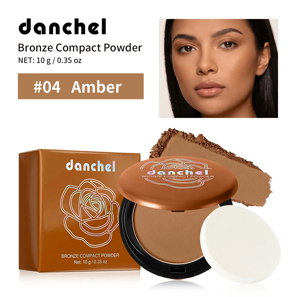 Polvo Compacto Mate Bronceado de Larga Duración, Control de Grasa, Define el Contorno Facial, Polvo Fijador con Acabado Mate Suave, Maquillaje Coreano