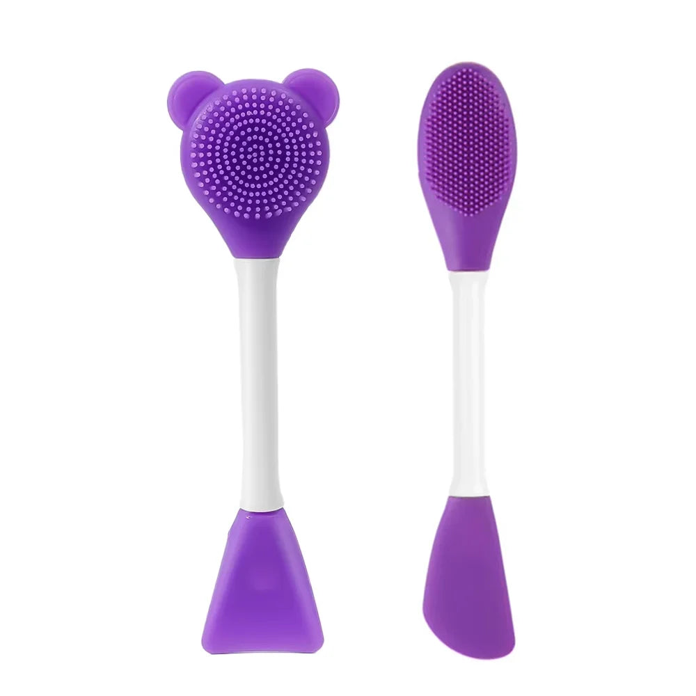 Cepillo para mascarilla Facial de doble cabezal, aplicador de silicona, cuchara, espátula, palo agitador, cuidado de limpieza Facial de la piel, herramientas de maquillaje para el hogar