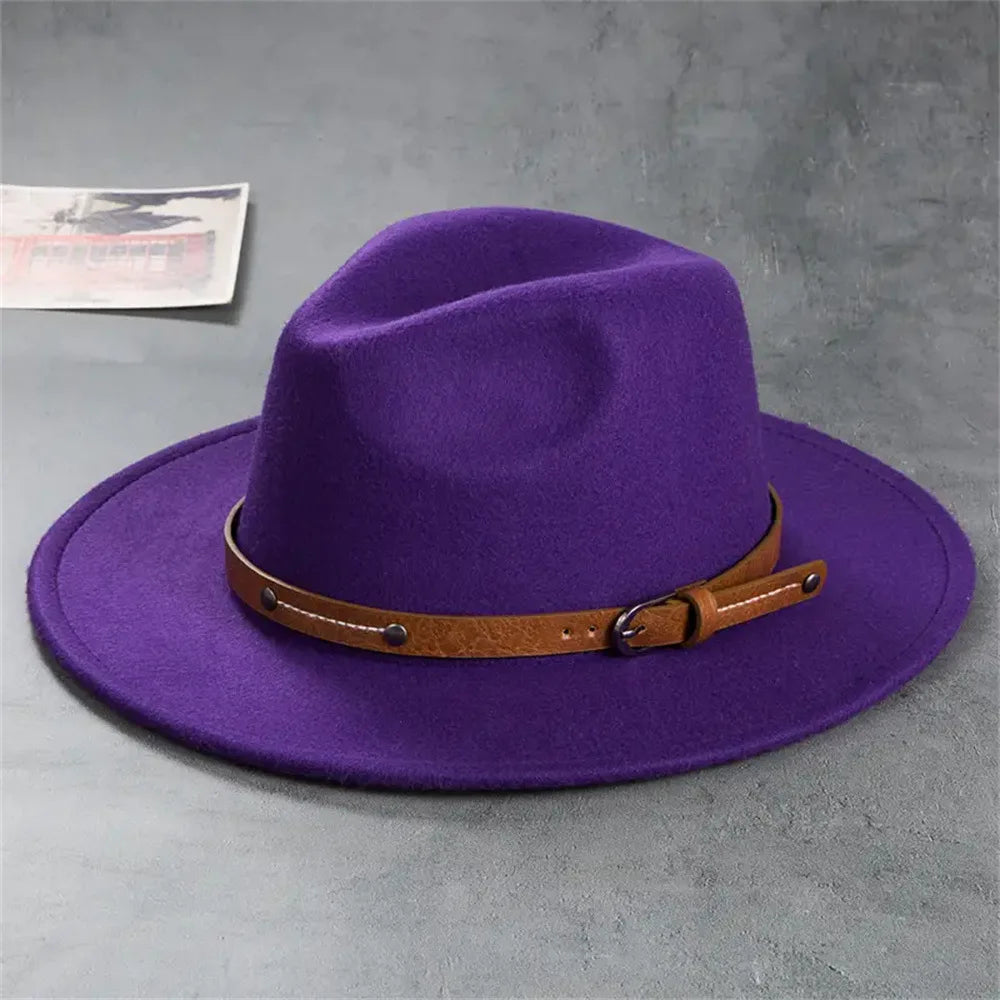 Sombrero Fedora de lana nueva para mujeres y hombres, moda de invierno y otoño, sombreros de Jazz para Iglesia, sombrero de fieltro de ala plana vikingo británico, sombreros de fieltro informales para exteriores