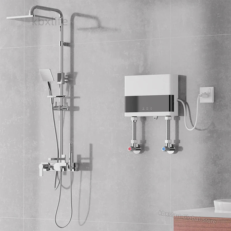110V/220V Instant Water Heater Bathroom Kitchen Wall Mounted Electric Water Heater Hot Water Shower LCD Temperature Display