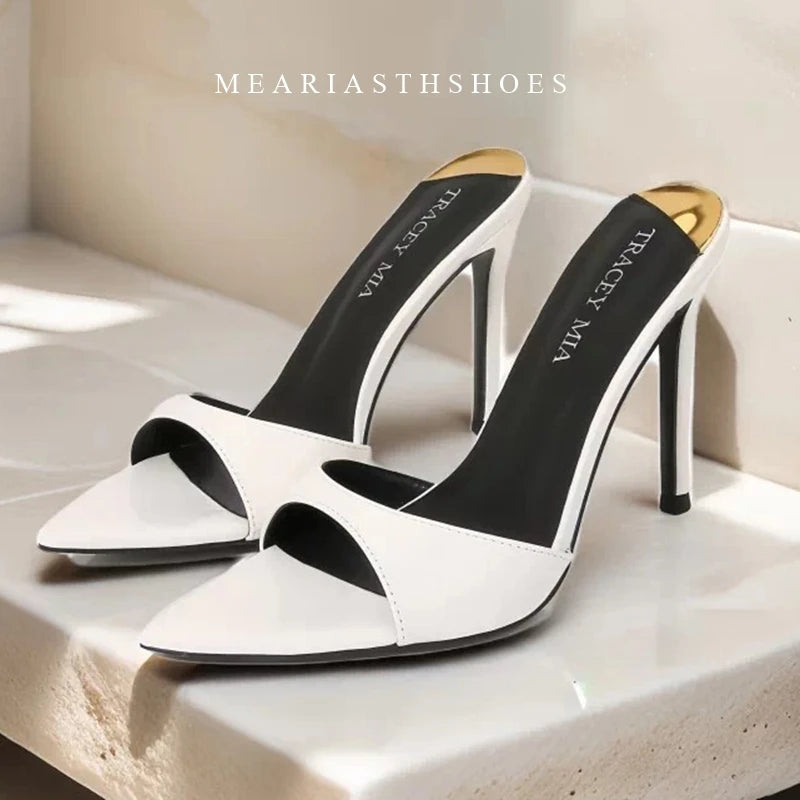 Sandalias de tacón de charol rojo, Sandalias poco profundas sin cordones, tacones sexis sólidos, zapatos de tacón de aguja de verano de 10CM, Sandalias con punta abierta y una correa