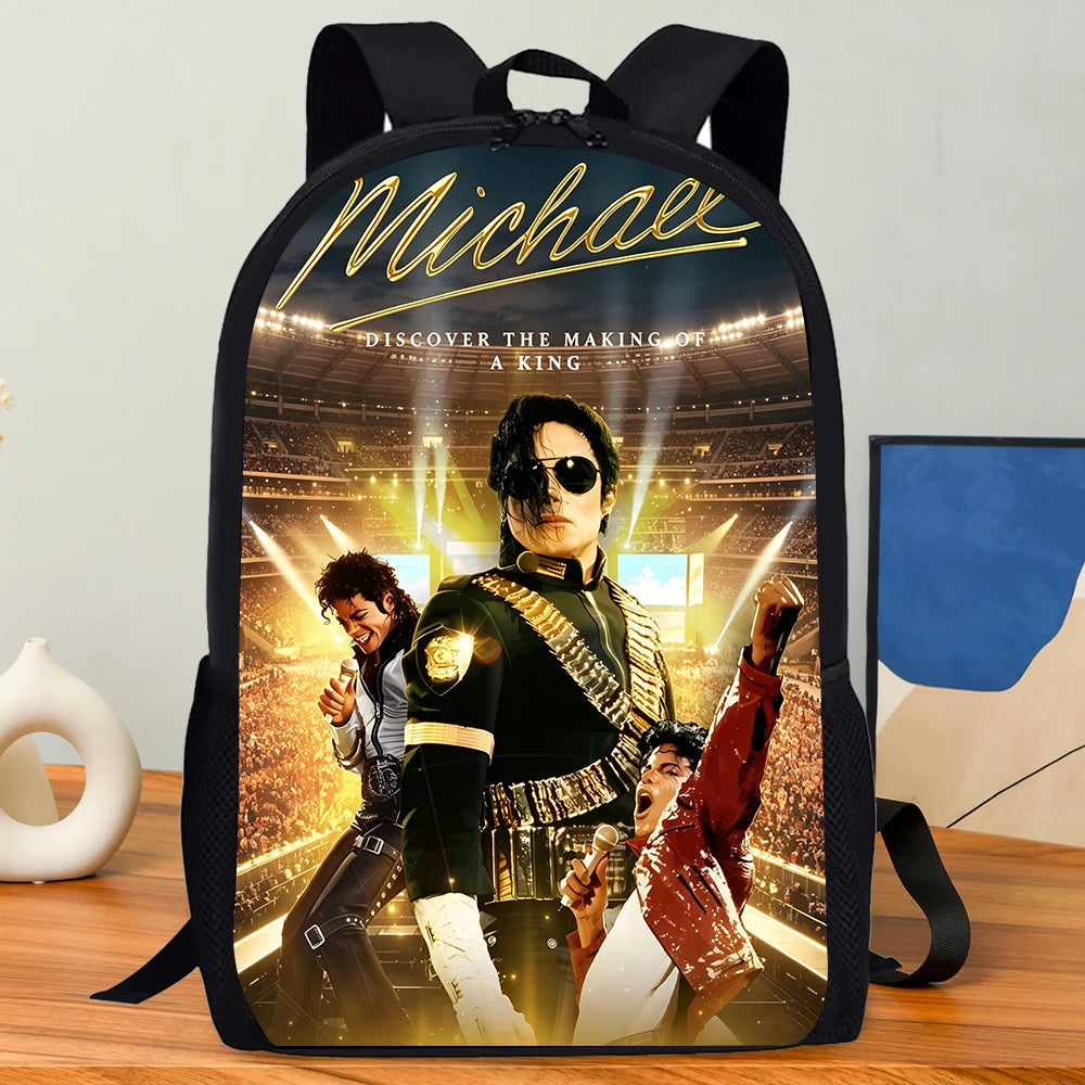 Mochilas de gran capacidad del Rey del Pop Michael Jackson para estudiantes, mochila escolar con estampado de dibujos animados, bolsa de almacenamiento de papelería y libros a la moda