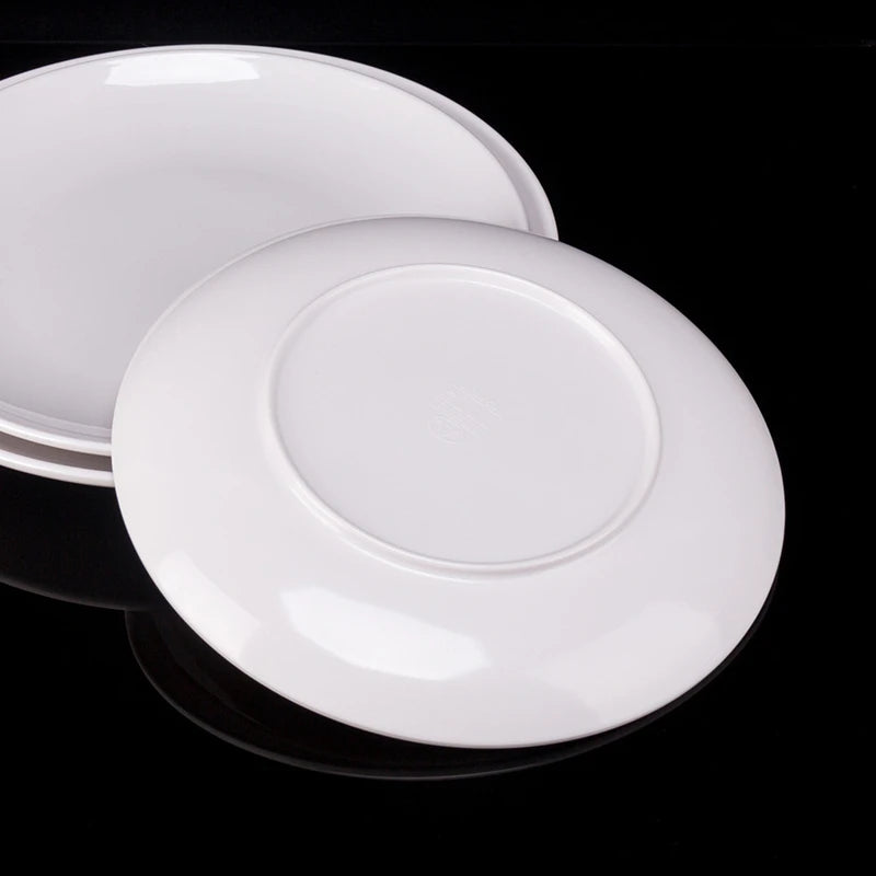 Platos redondos de melamina para Hotel, juegos de cena de 8-14 pulgadas, platos blancos de porcelana de imitación, bandeja para servir, vajilla hermosa, comida occidental