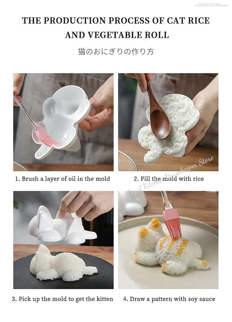 Lindas herramientas para sushi, moldes para Onigiri, forma de gato y animal, Sushi para niños, puré de arroz, puré de patatas, calabaza, suministros para hornear, utensilios de cocina
