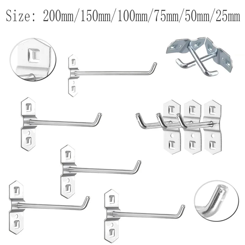 Ganchos para tablero perforado, perchas oblicuas individuales de acero para organización de herramientas de garaje, llavero para utensilios de cocina, 1-10 Uds.