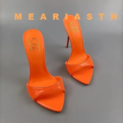 Zapatillas de crin de verano, zapatos de mujer, Sandalias de tacón de aguja súper alto, sandalias de mujer con punta abierta y pasarela para fiesta, talla grande 44