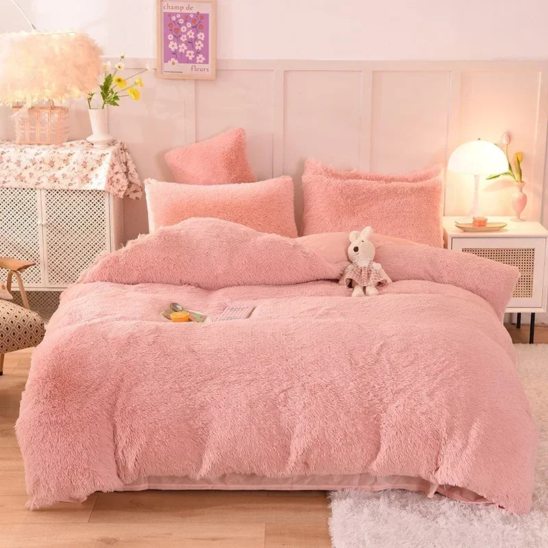 Juego de funda nórdica de felpa de lujo de 3/4 piezas: ropa de cama acogedora y suave, perfecta para el confort del dormitorio, ideal para habitaciones de invitados y dormitorio Aesth
