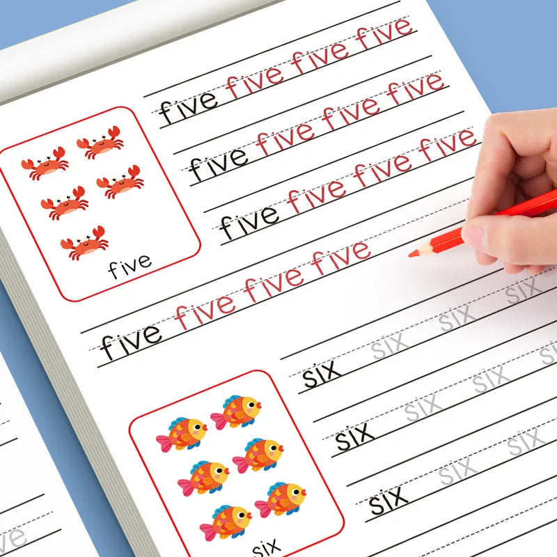 Libro de práctica de escritura a mano para niños de 32 páginas, letras del alfabeto inglés, libro de entrenamiento para trazar y escribir, libro de trabajo para la educación temprana de los niños, aprendizaje de la escr