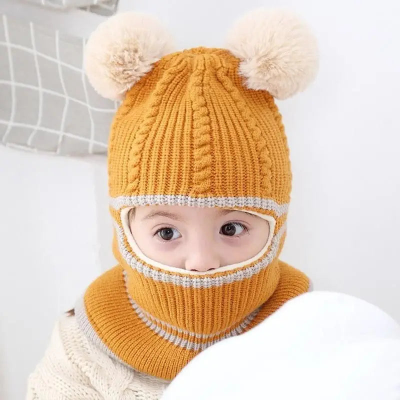 Gorro tejido con orejas de oso para bebés y niños, gorros cálidos bonitos, gorros para niñas y niños, Jersey de punto, gorros