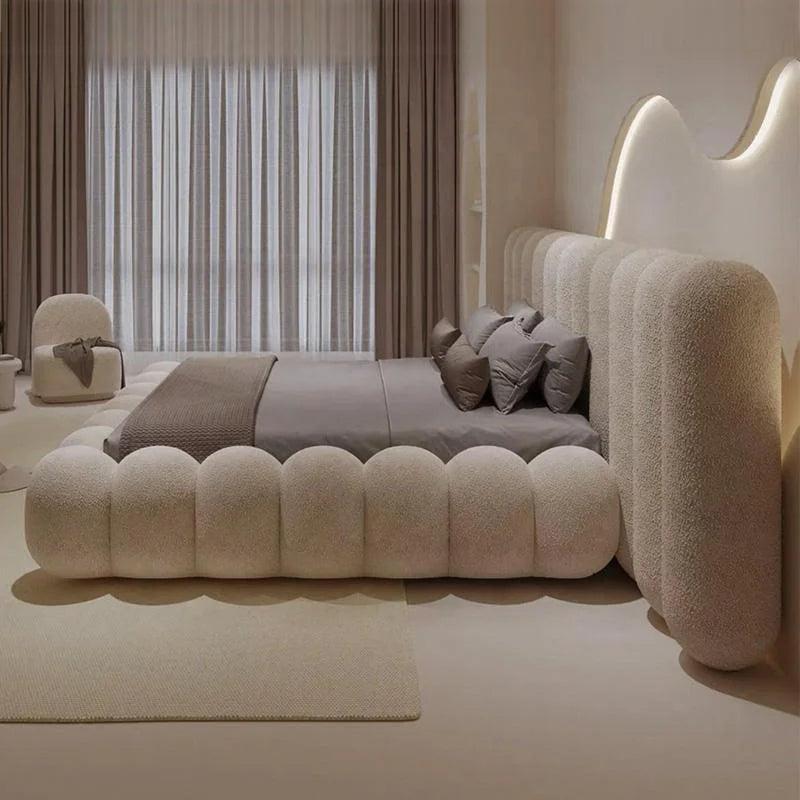 Muebles de Dormitorio Personalizados, Camas Tapizadas en Tela, Camas Modernas de Lujo, Camas King Size, Queen Size, Camas Dobles con Estructura de Madera