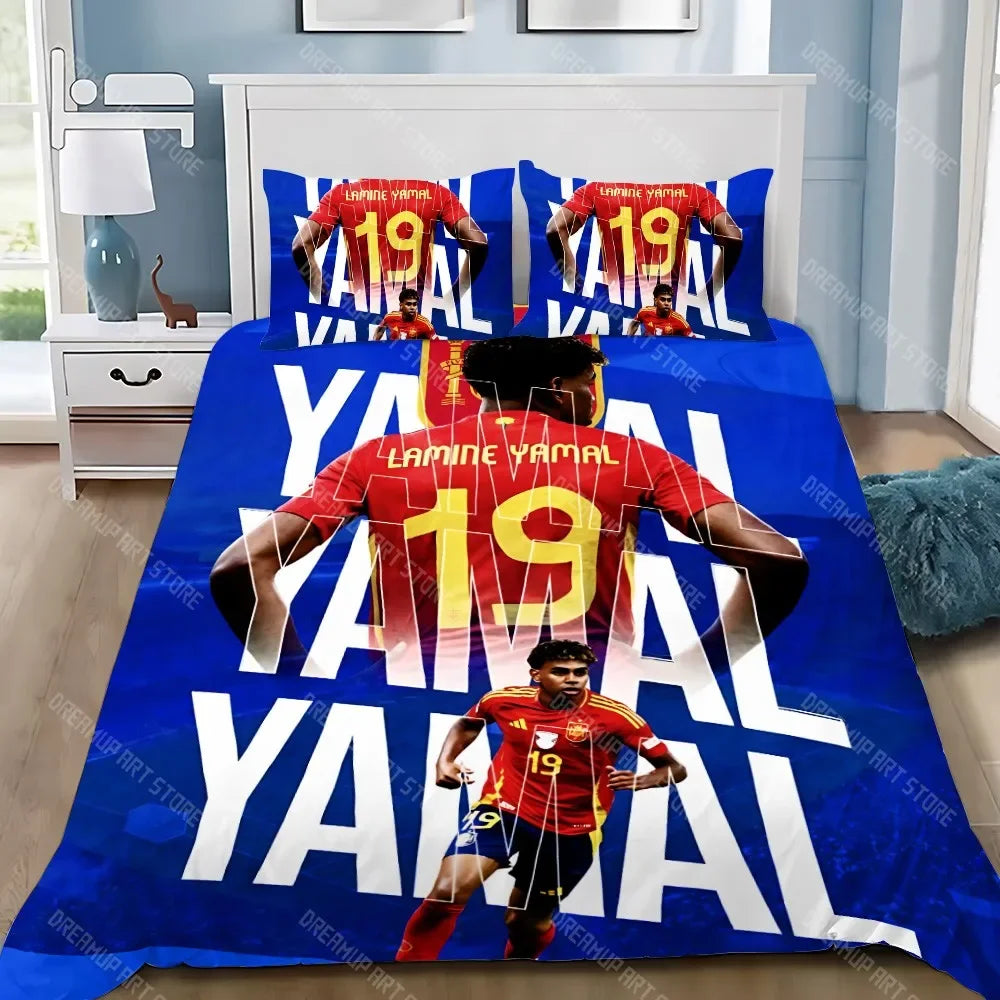 Funda nórdica de estrellas de fútbol, funda de almohada, juego de cama para adultos, niños y niñas, decoración de dormitorio Y-Yamal, regalo para niños, tamaño individual y doble