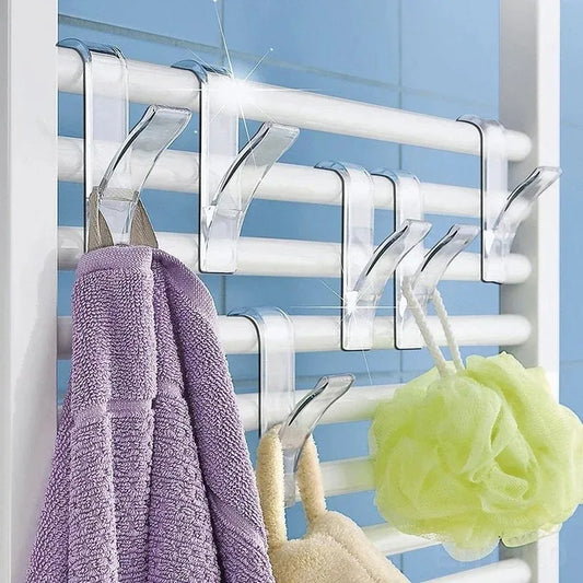 Haken und Aufbewahrungshalterungen für Küche und Bad, weiß und transparent, für beheizten Handtuchhalter, Kleidung und Schals