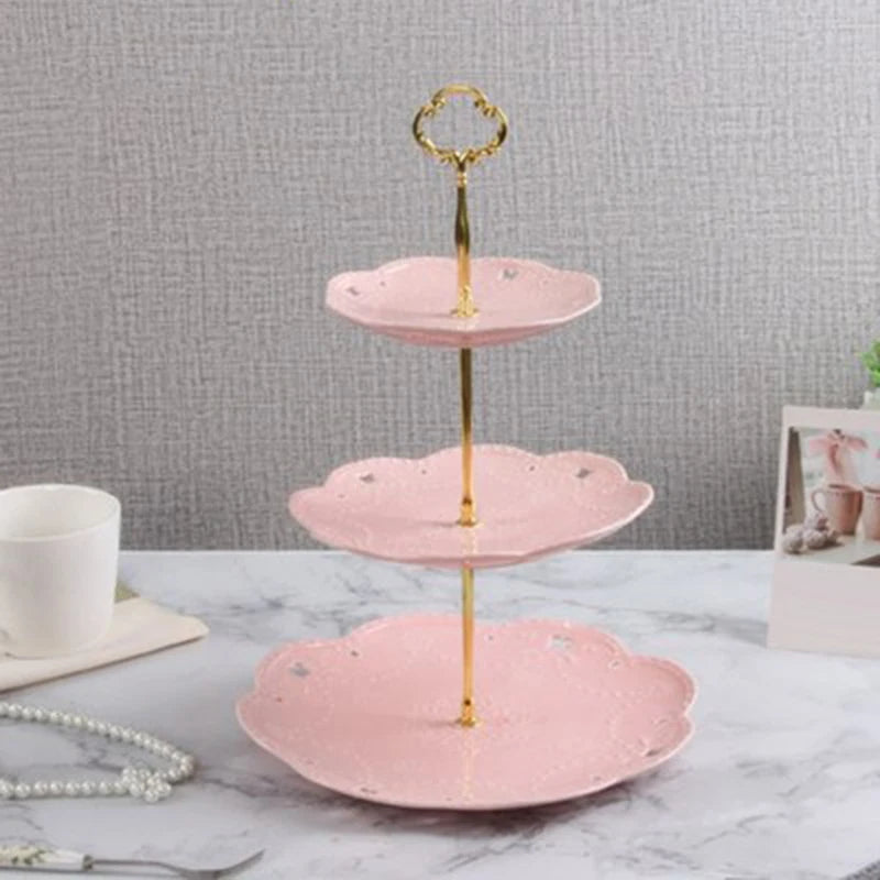 Soporte para plato de pastel de 3 capas, soporte para pastel con mango, soporte de Hardware para hacer fiesta de boda, plato de postre para magdalenas de resina, soporte para servir