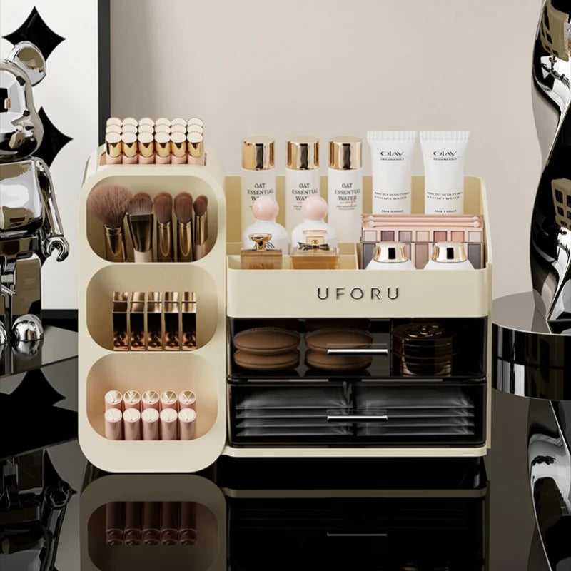 Caja de almacenamiento de cosméticos, tocador para el hogar, estante de almacenamiento compartimentado multifuncional grande de gama alta, práctico, recién llegado