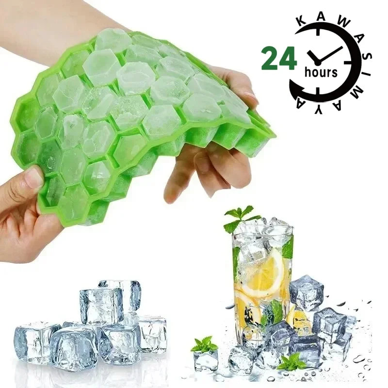 Molde para cubitos de hielo de 37 cavidades, molde para cubitos de hielo de silicona reutilizable, máquina para hacer helados sin BPA con tapas, molde para paletas DIY, bandejas para cubitos de hielo