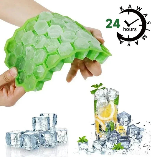 Molde para cubitos de hielo de 37 cavidades, molde para cubitos de hielo de silicona reutilizable, máquina para hacer helados sin BPA con tapas, molde para paletas DIY, bandejas para cubitos de hielo