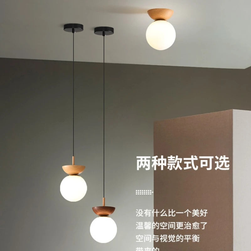 Lámparas para sala de estar, luz Led de techo para puerta de entrada japonesa, pasillo de aire, balcón nórdico, bola redonda