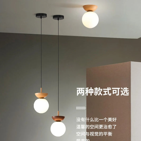 Lámparas para sala de estar, luz Led de techo para puerta de entrada japonesa, pasillo de aire, balcón nórdico, bola redonda