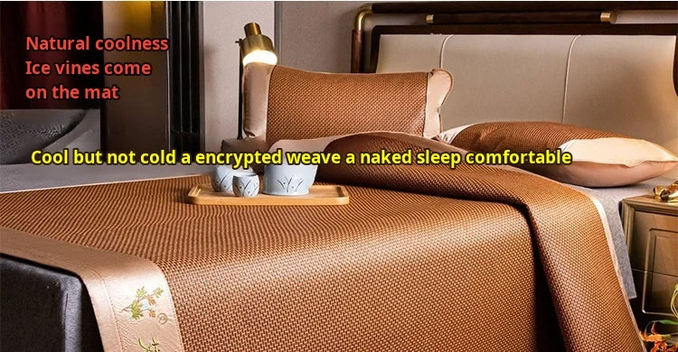 Colchoneta refrescante de seda helada para verano, de bambú natural plegable de doble cara, para camas de 1.5/1.8m, ideal para dormir sin ropa en el hogar o dormitorio.