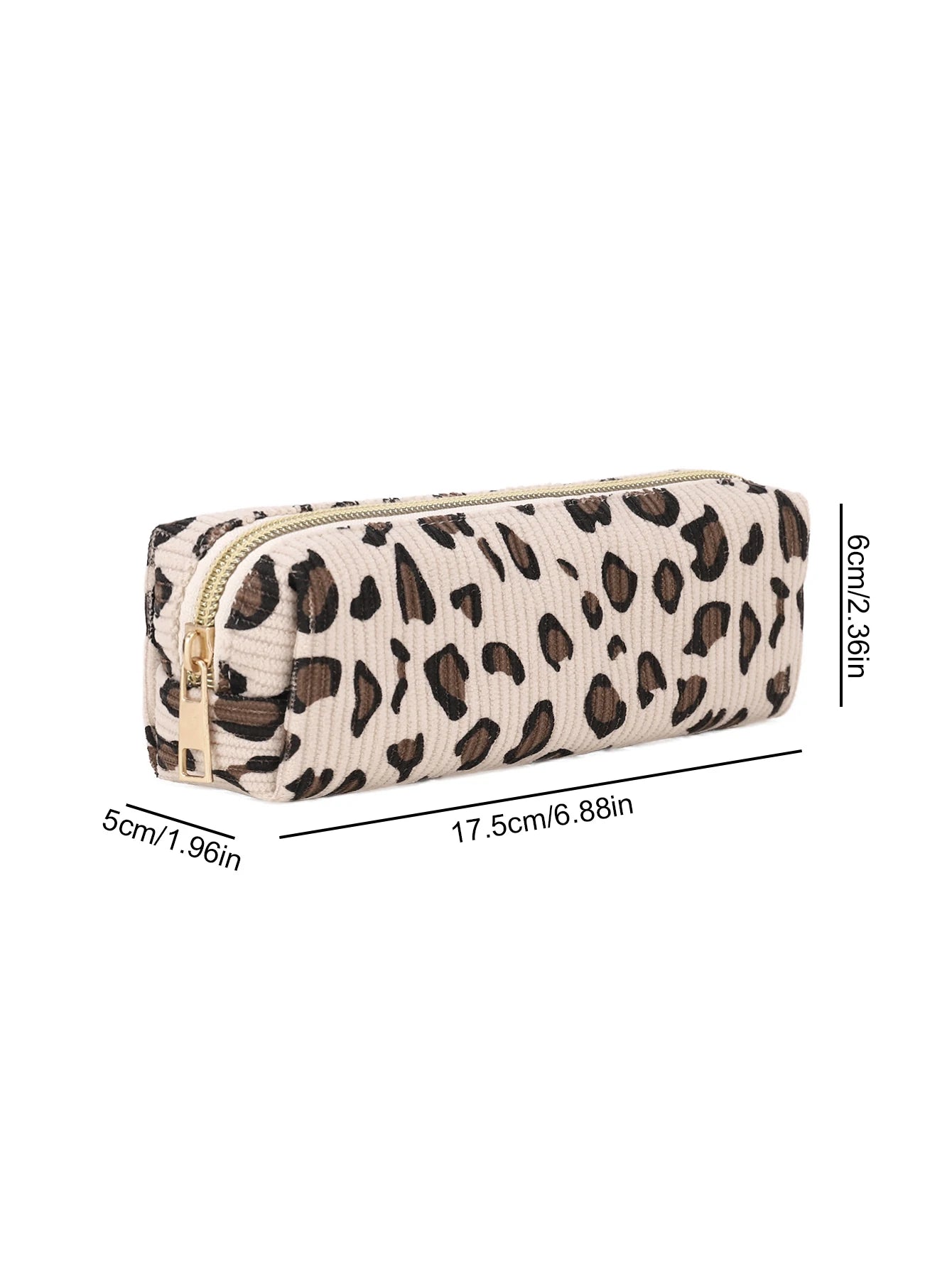 Estuche para lápices de pana con estampado de leopardo, organizador de papelería con cremallera de nailon, bolsa de viaje para maquillaje, regalo de regreso a la escuela para chicas adolescentes, 1 ud.