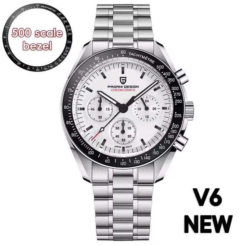 Relojes PAGANI DESIGN Moon para hombre, reloj de cuarzo de lujo dorado, cronógrafo deportivo, zafiro AR, resistente al agua, luminoso, regalo para hombre