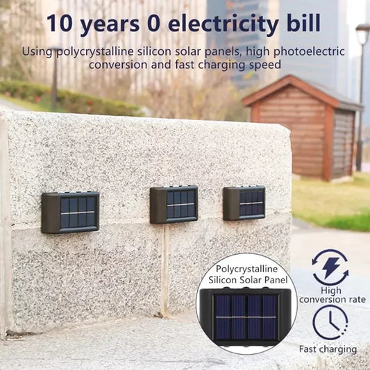 Lámpara Solar de pared para exteriores, luz cálida, impermeable, iluminación luminosa arriba y abajo, luces decorativas para balcón, patio y jardín, pared Exterior
