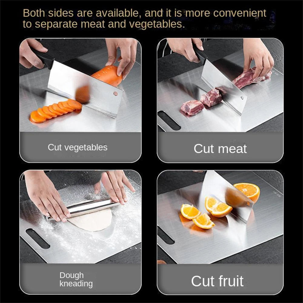 WXCOO Tabla de Cortar de Acero Inoxidable, Tabla de Cortar de Doble Cara, Tabla para Amasar, para Cocina y Hogar