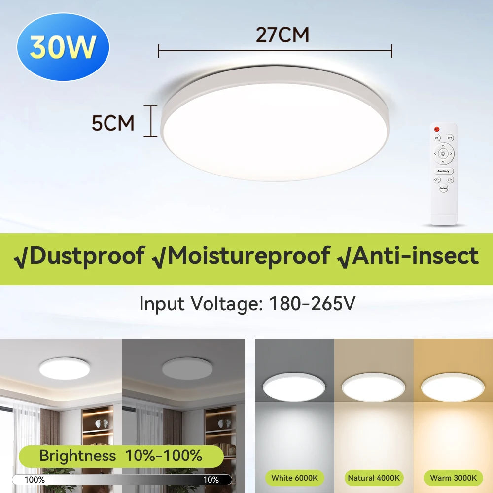 Lámpara de techo con control remoto, lámpara led para dormitorio, lámparas de techo grandes, luces Led con control remoto, luces led regulables