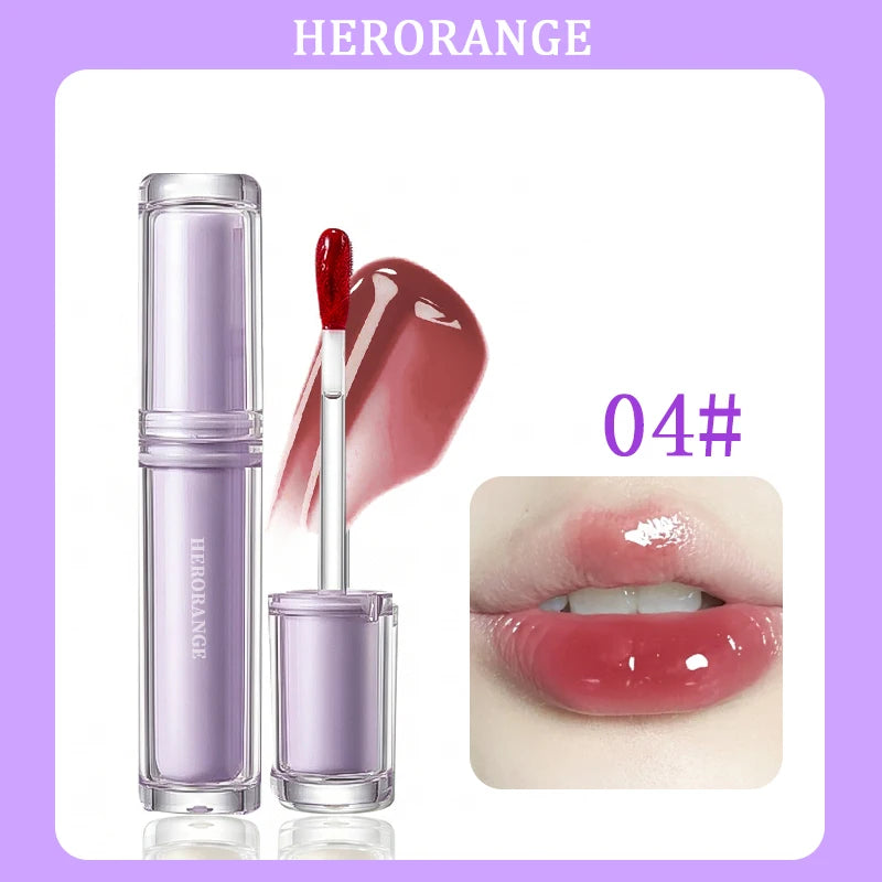 Brillo Labial Herorange Iced Tea, Hidratante, No Reseca, Aumenta el Volumen de los Labios, Estilo Coreano para Maquillaje Diario Natural
