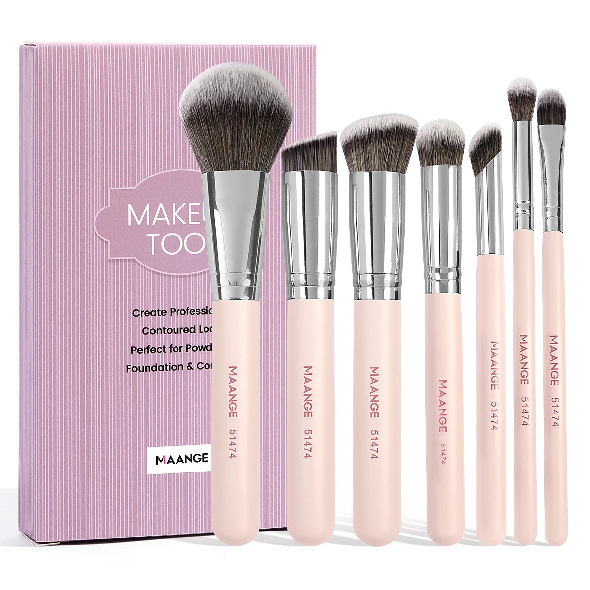 MAANGE 7 Uds juego de brochas de maquillaje base corrector sombra de ojos brocha de maquillaje para crema líquida herramienta de belleza de maquillaje cosmético denso suave