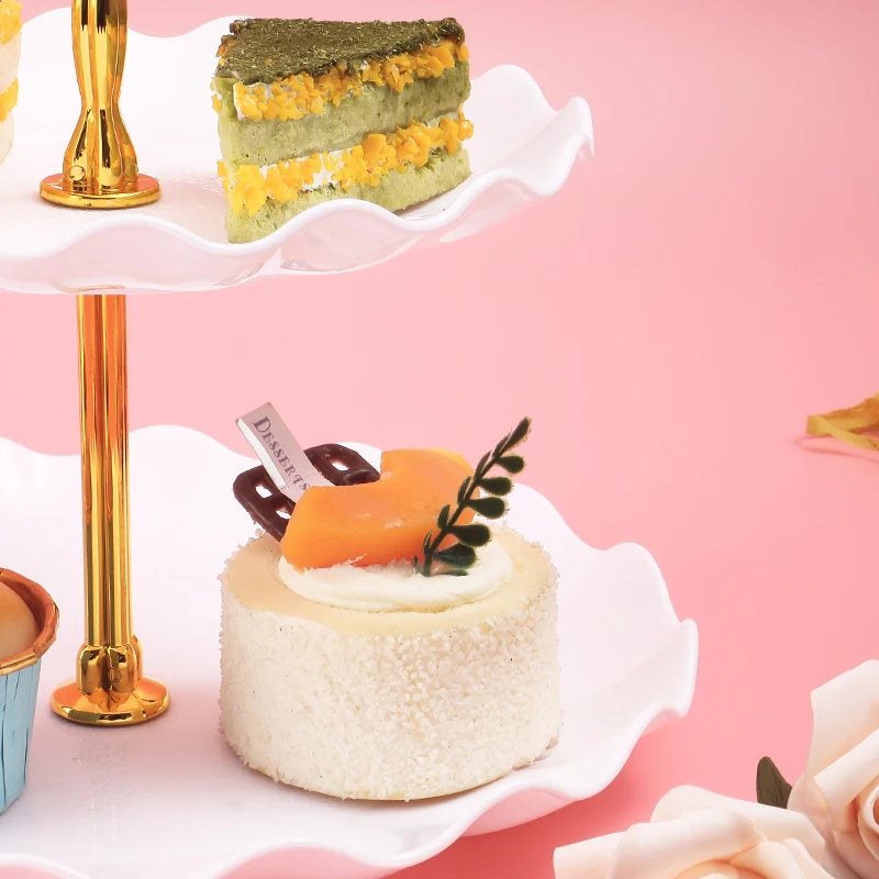 Soporte Redondo de Doble Capa para Pasteles y Dulces, Plato de Frutas para Bodas y Fiestas, Bandeja Decorativa para el Hogar, Exquisito