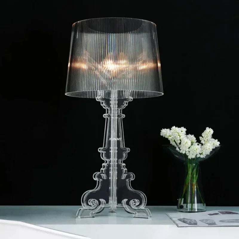 Lámpara de mesa de fantasma barroco blanco transparente de diseñador nórdico, iluminación para sofá, decoración, luz ambiental LED