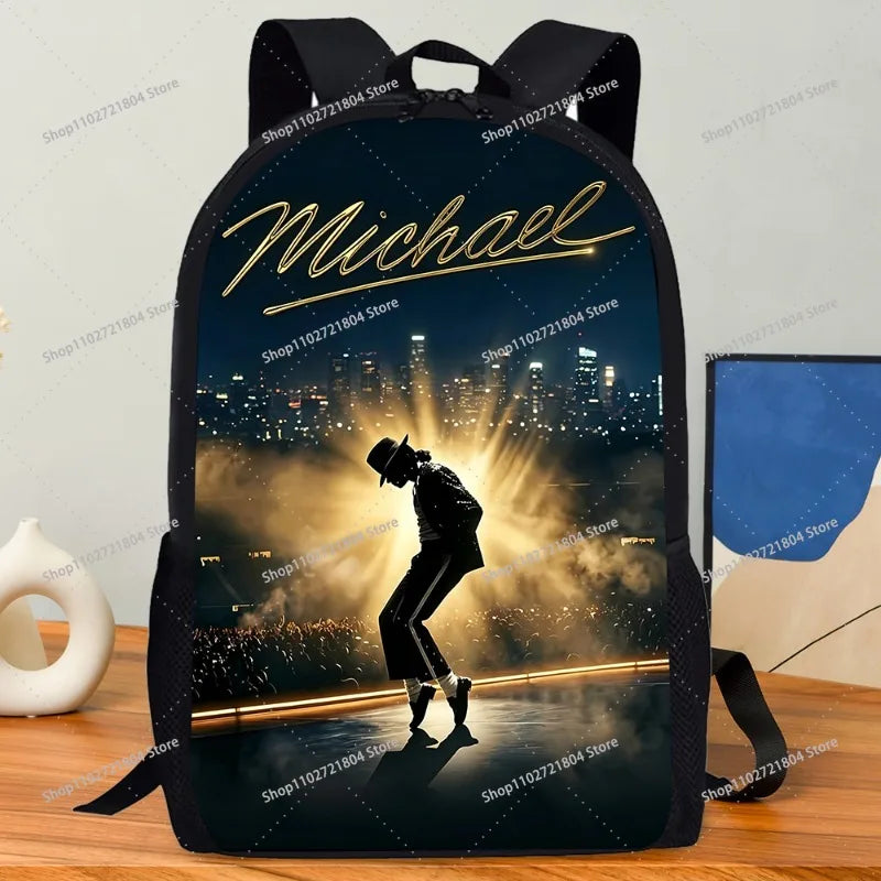 Mochilas de gran capacidad del Rey del Pop Michael Jackson para estudiantes, mochila escolar con estampado de dibujos animados, bolsa de almacenamiento de papelería y libros a la moda